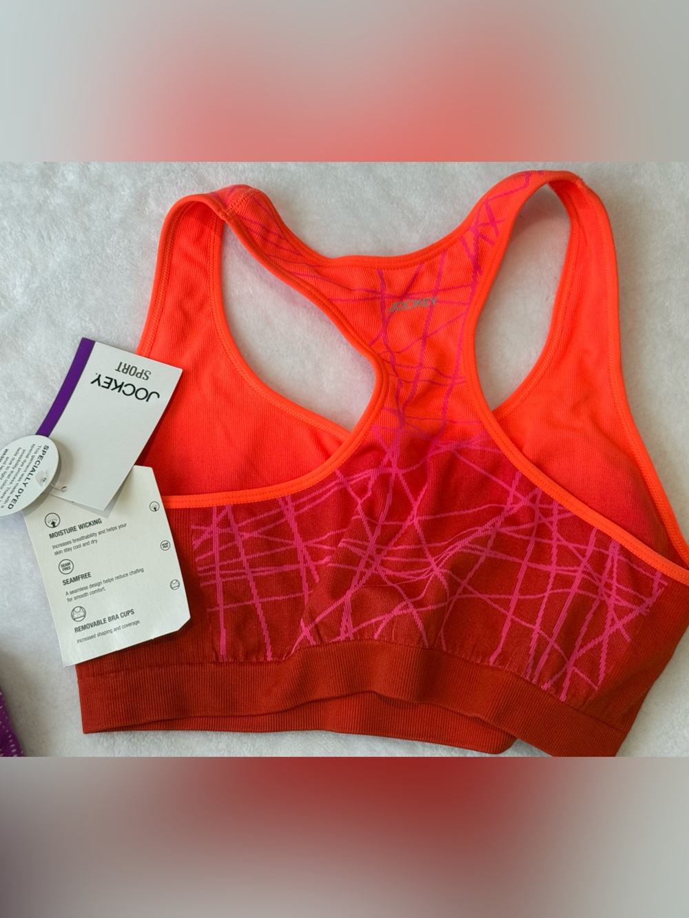 Bundle NWT 4 XL Women’s Jockey Sports Exercise Bras -Purple, Orange, Gray Tops - Picture 6 of 11